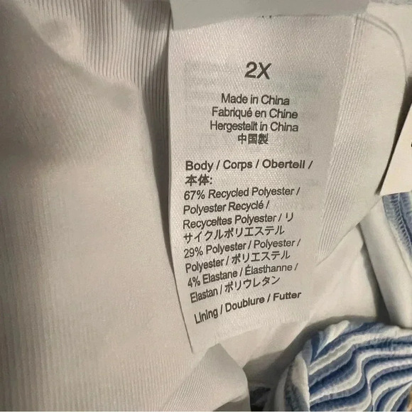 J Crew Bikini Bottom Sz 2X Textured Hipster Bikini Bottom Blue White - Picture 3 of 4